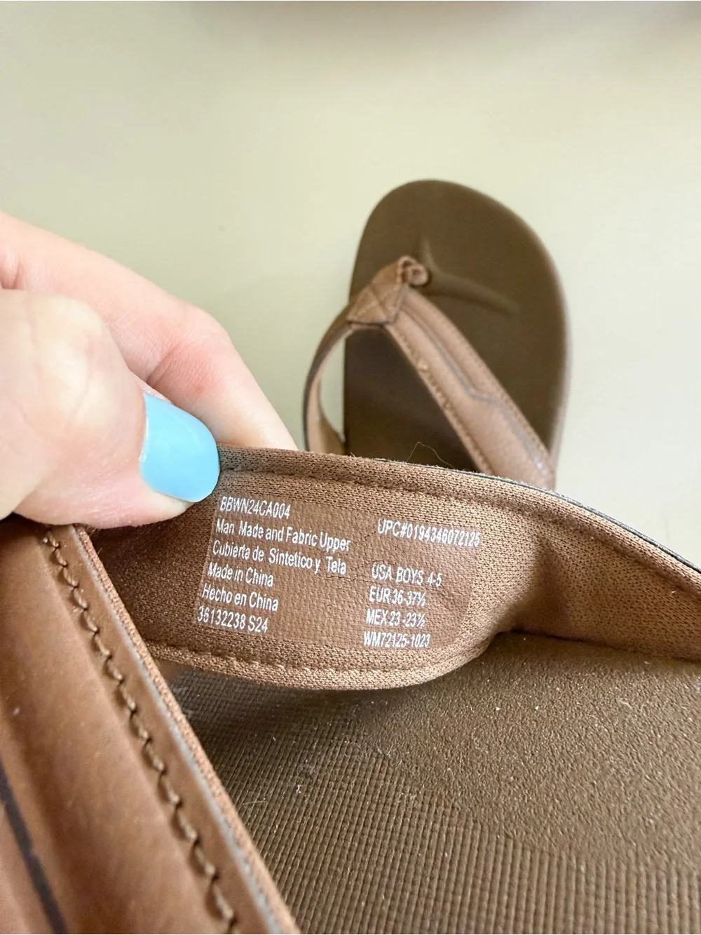 Brown Leather-Style Flip Flop Sandals